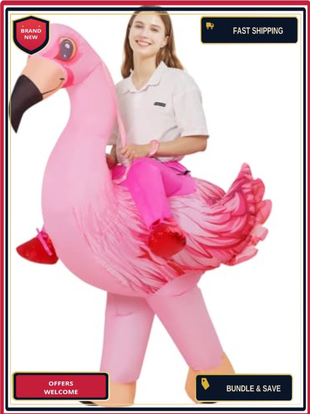 Inflatable Flamingo Costume Adult Funny Blow Up Halloween Cosplay